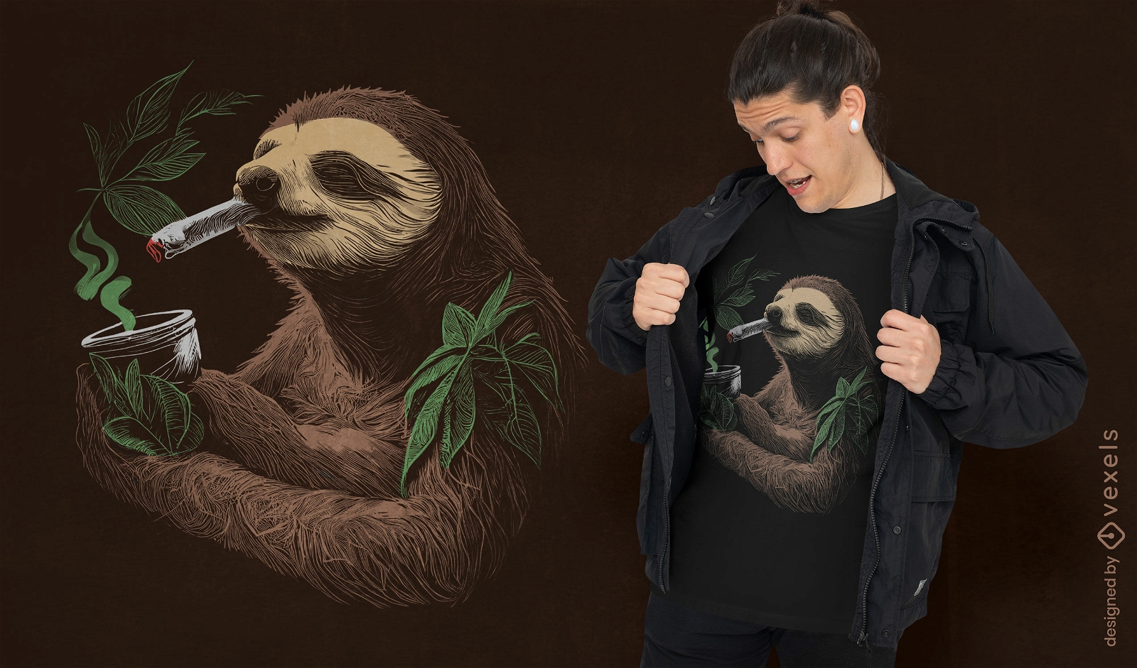 Sloth smoking weed t-shirt design
