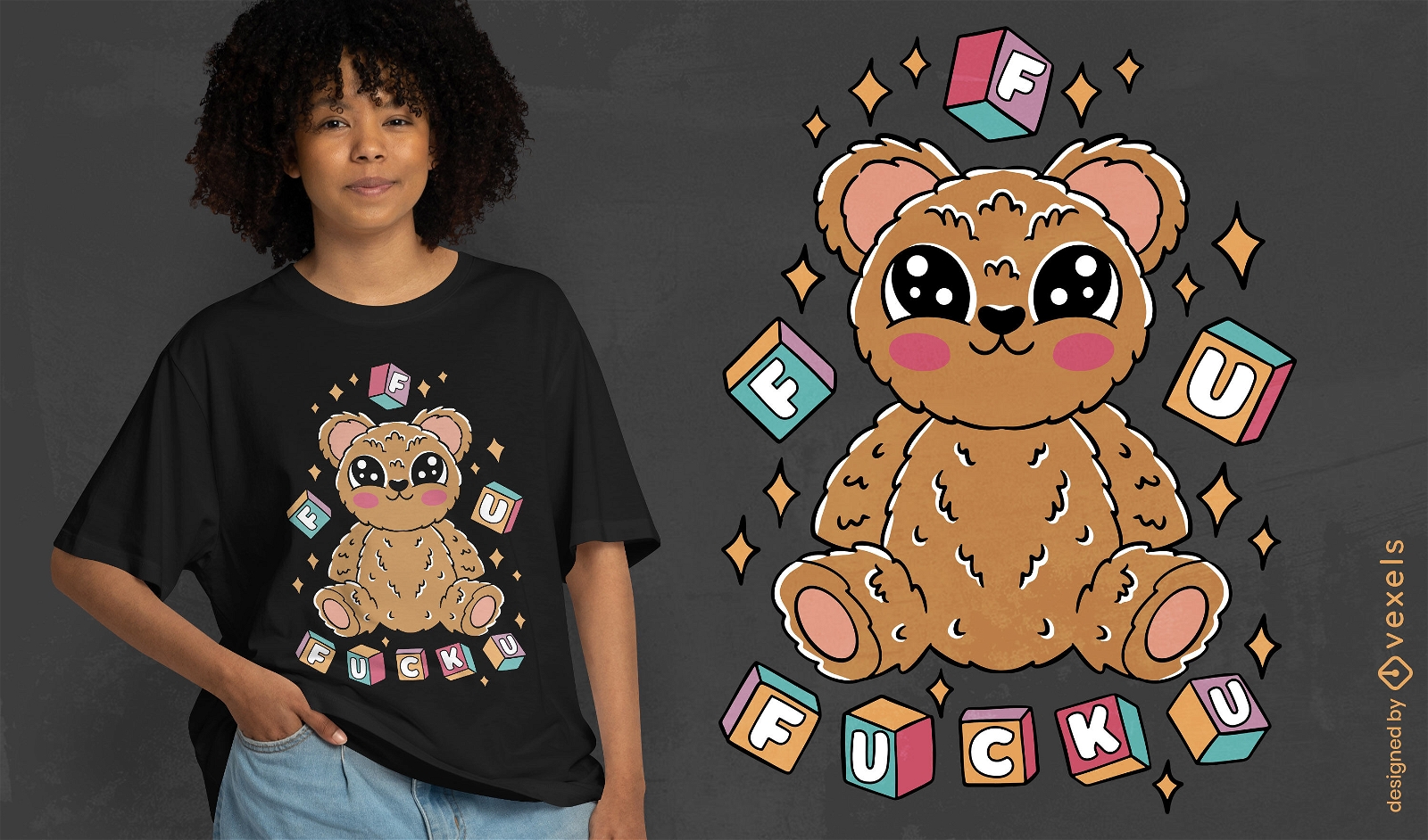 Vete a la mierda el diseño de la camiseta del oso de peluche