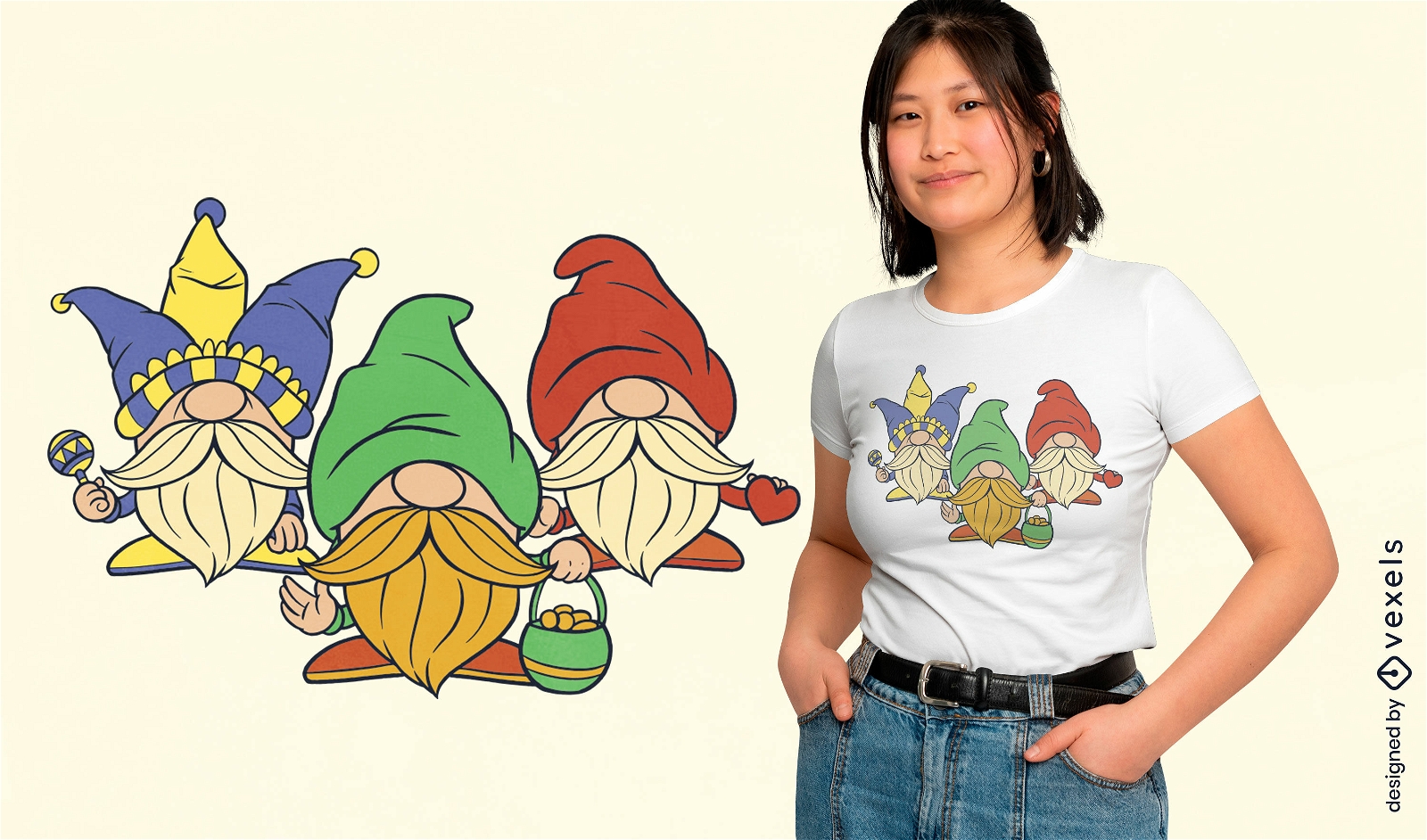 Gnomes dressed for mardi gras t-shirt design