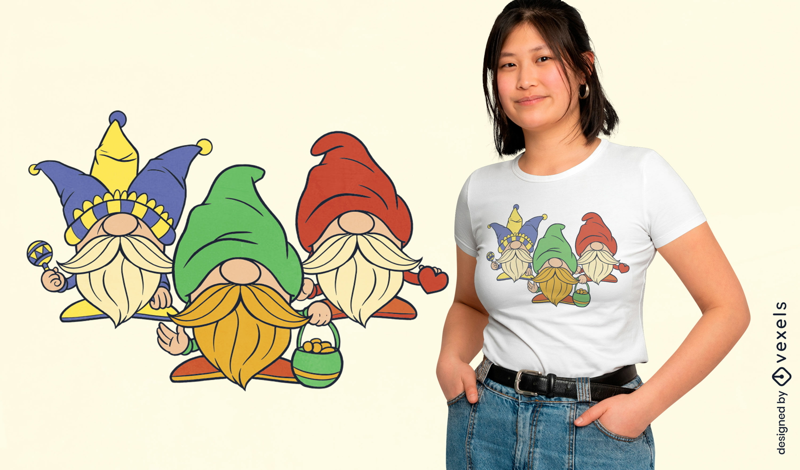 Gnomos vestidos para el dise?o de camiseta de mardi gras