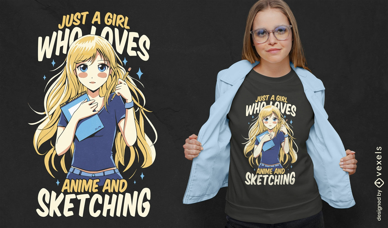 Schönes Anime-Mädchen-T-Shirt-Design