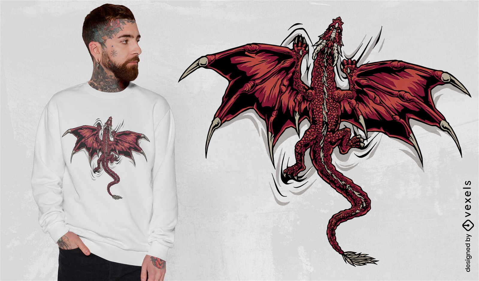 Dragon creature climbing t-shirt design