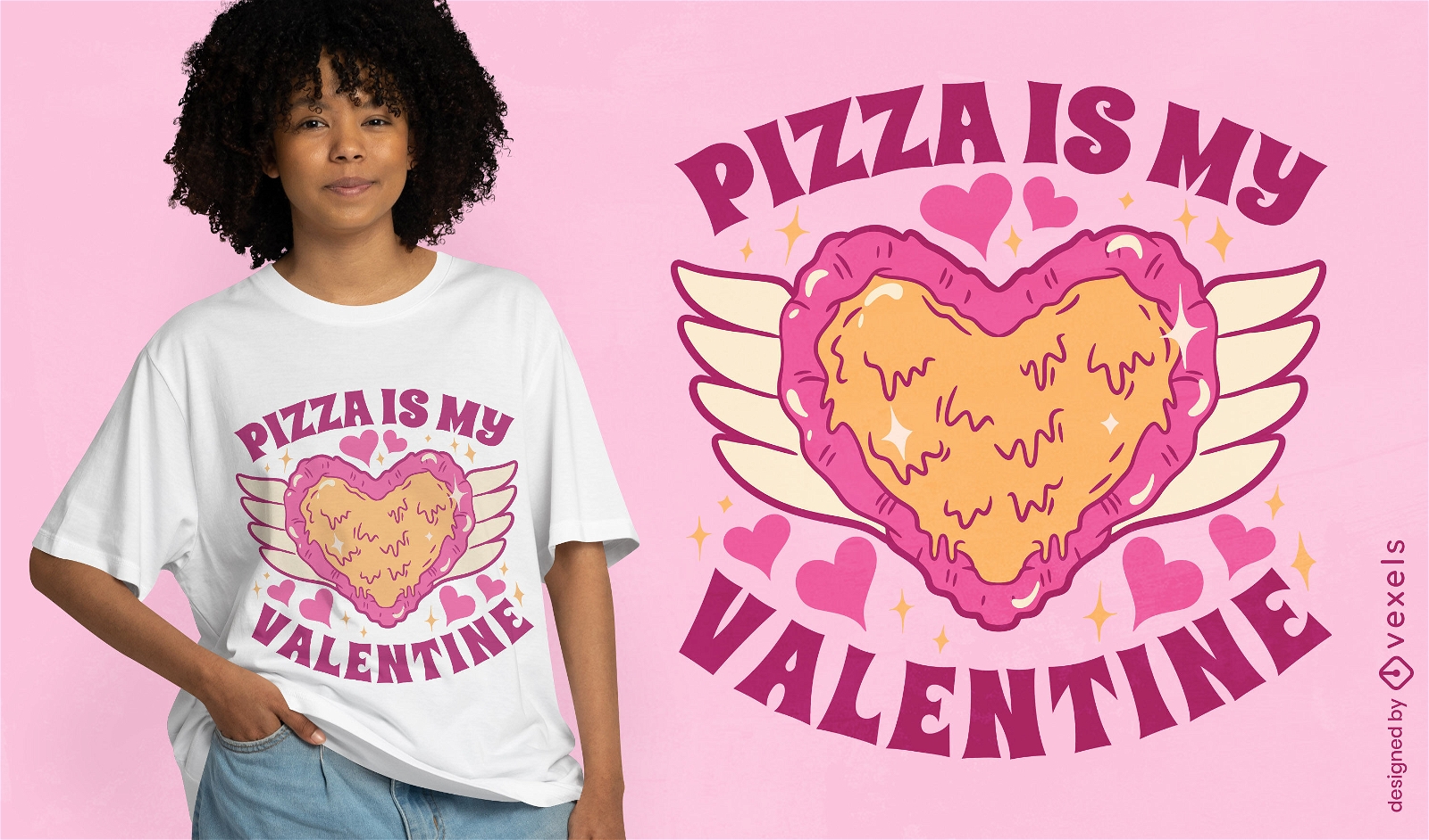 Design de camiseta para dia dos namorados de pizza