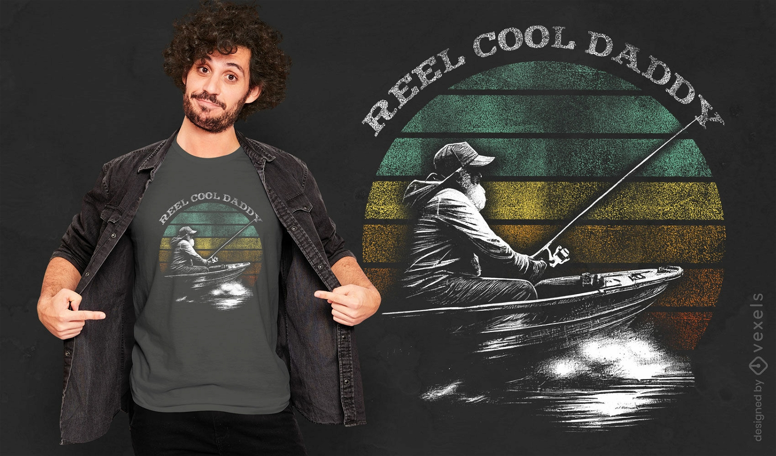 Design de camiseta de barco de cita??o de pesca