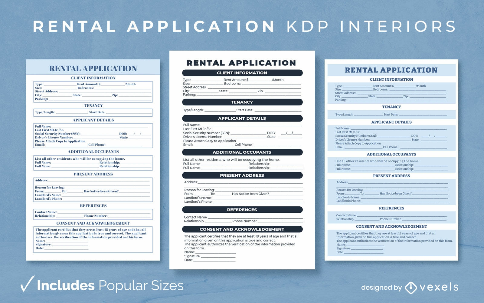 Rental application document KDP interior design