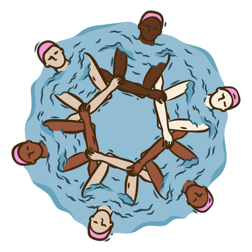 Design diversificado de círculo de natação com tema aquático Desenho PNG