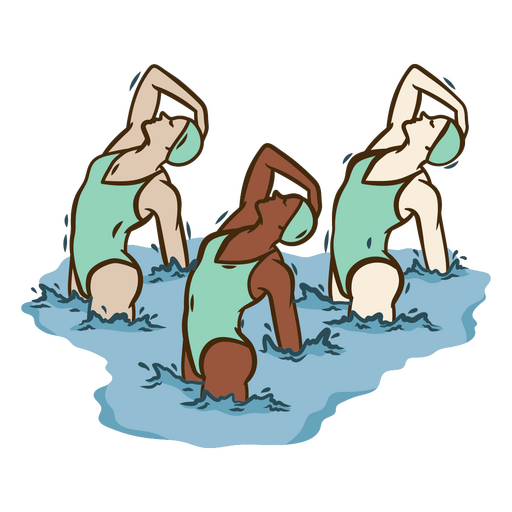 Syncronized swimmers in the water PNG Design