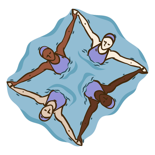Group of swimmers in a circle PNG Design
