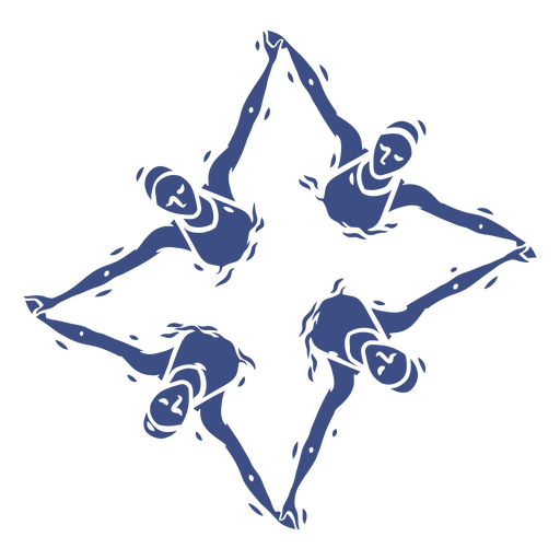 Four swimmers in the shape of a star PNG Design