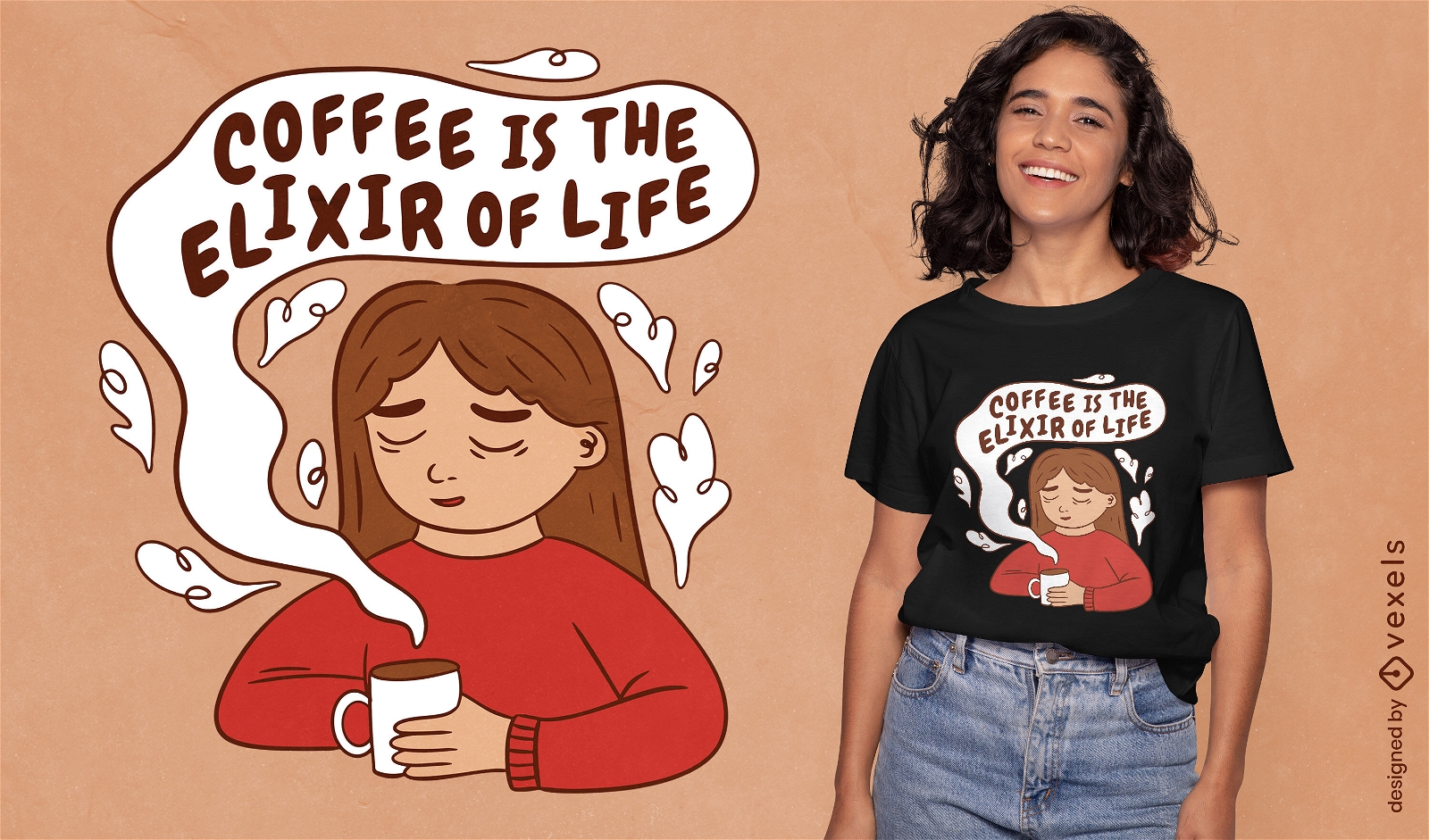 Design de camiseta com citação de elixir de café