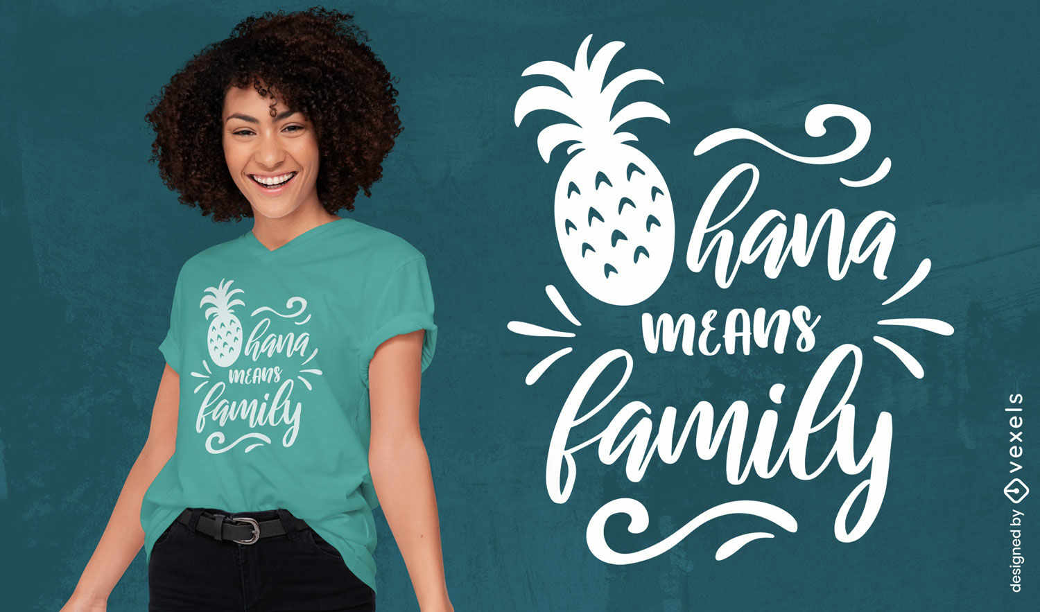 Design de camiseta com citação de Ohana