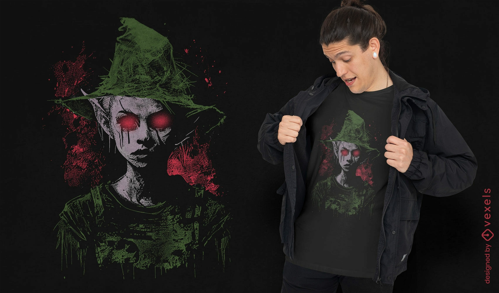 Design misterioso de camiseta de terror elfo