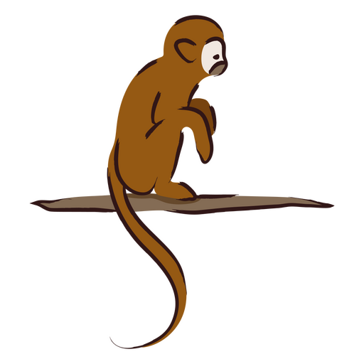 Ilustración de un mono juguetón en una rama Diseño PNG