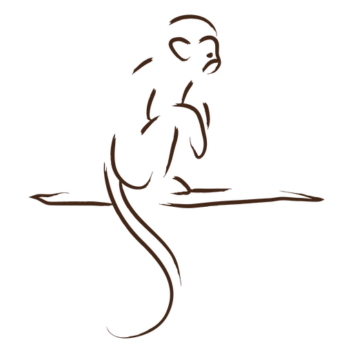 Arte de macaco sentado em um ramal Desenho PNG