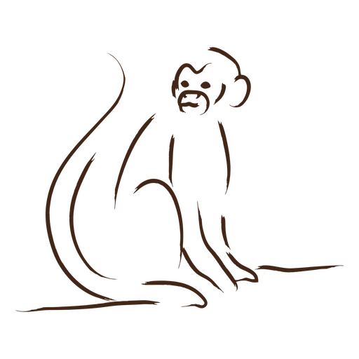Monkey sitting line art PNG Design