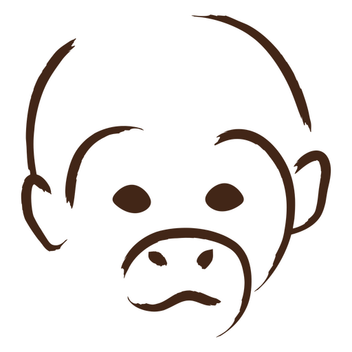 Cara de arte lineal marrón de un mono. Diseño PNG