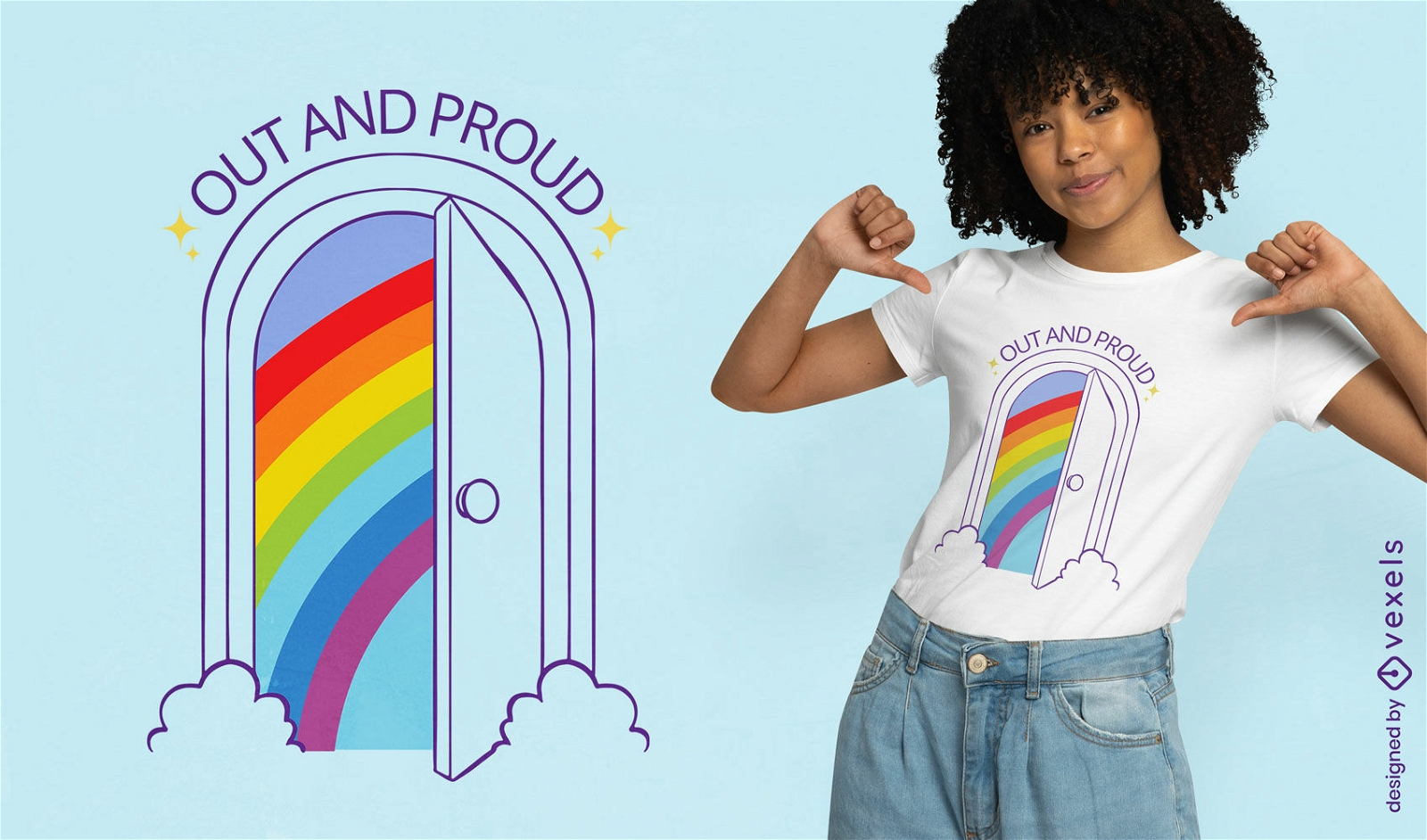 Design de camiseta com porta arco-íris do orgulho