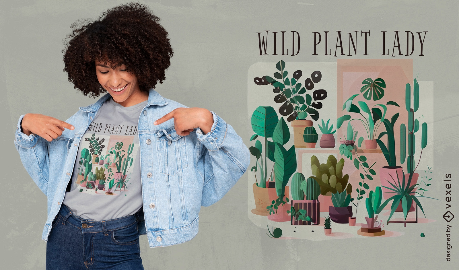 Botanical wild plant lady t-shirt design