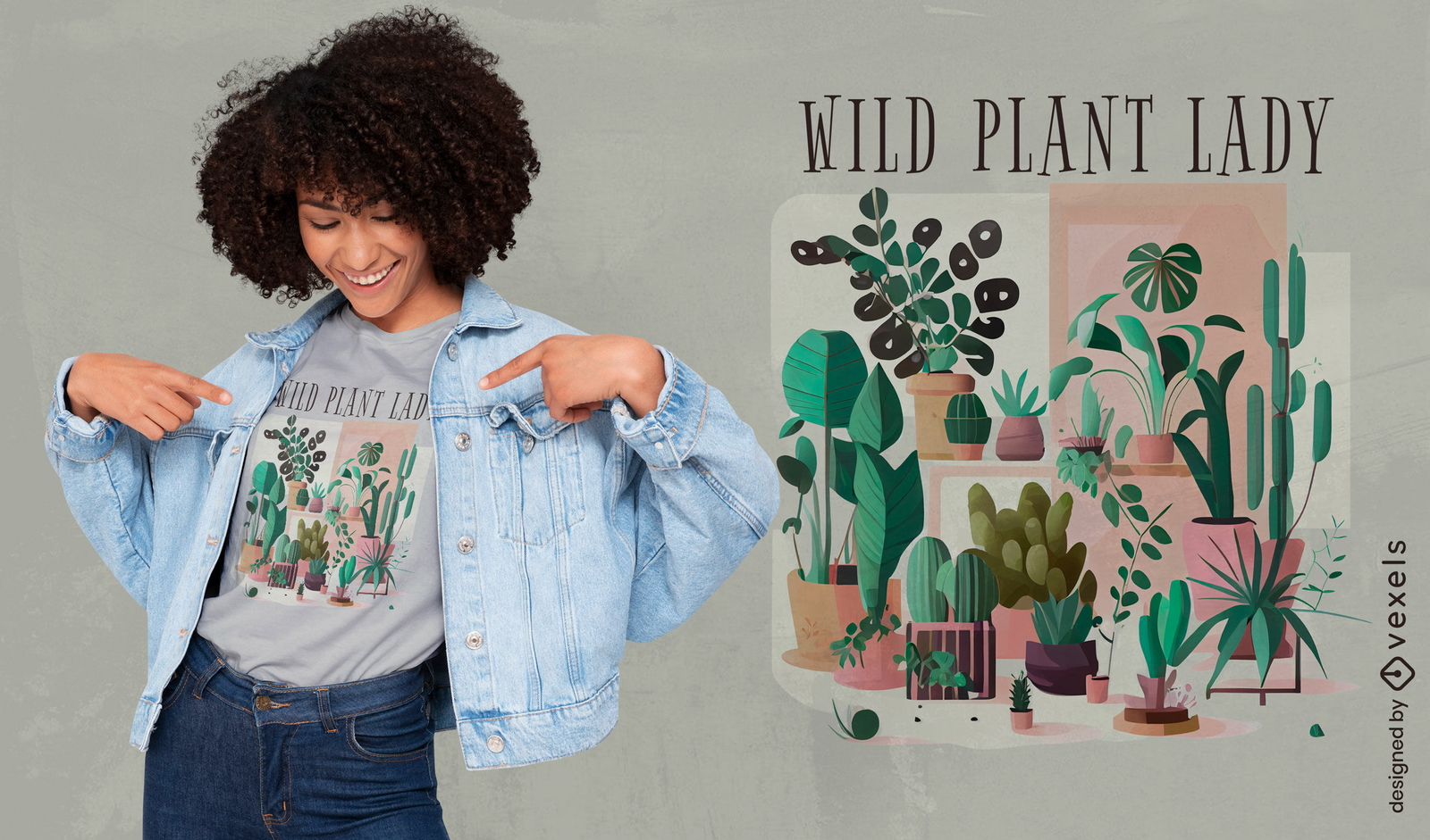 Design de camiseta feminina com plantas selvagens botânicas