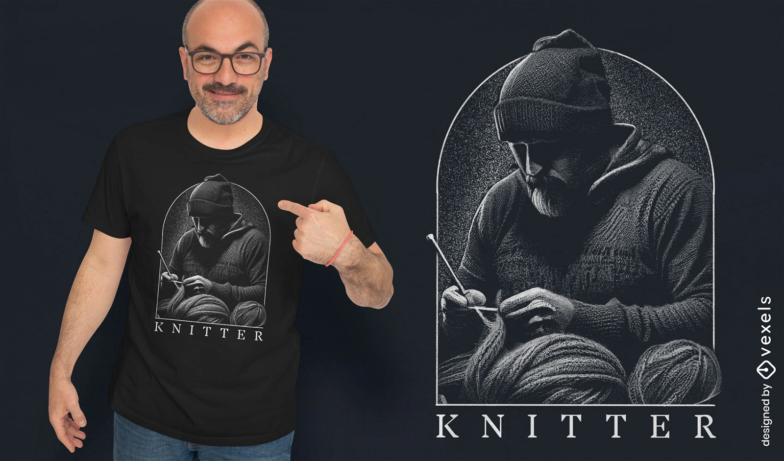 Knitting man t-shirt design