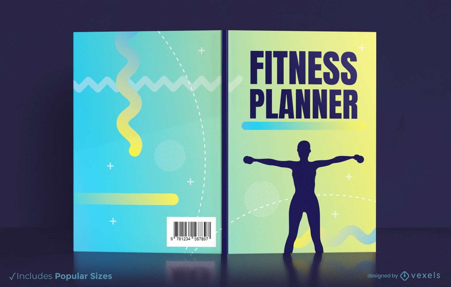 Dise?o de portada de libro de planificador de fitness KDP