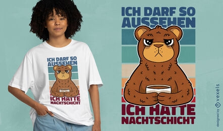 Tired bear animal cartoon t-shirt design