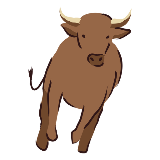 Brown bull is running PNG Design