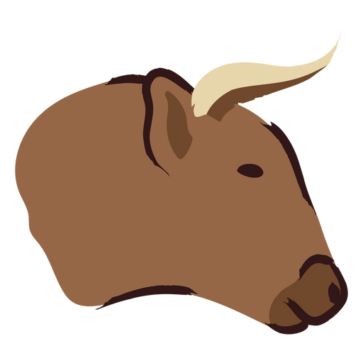 Cabeça de touro marrom com chifres Desenho PNG