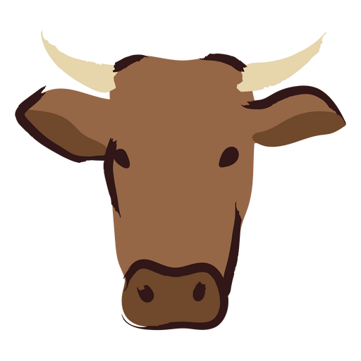 Cabeza de vaca marrón con cuernos Diseño PNG