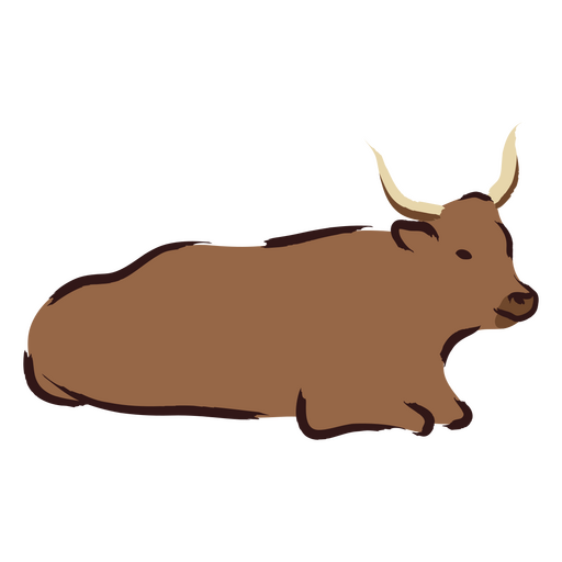 Brown simple bull laying down PNG Design