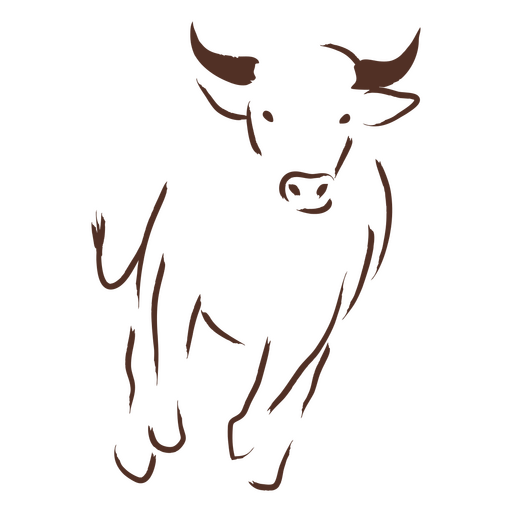 Brown bull is running front PNG Design