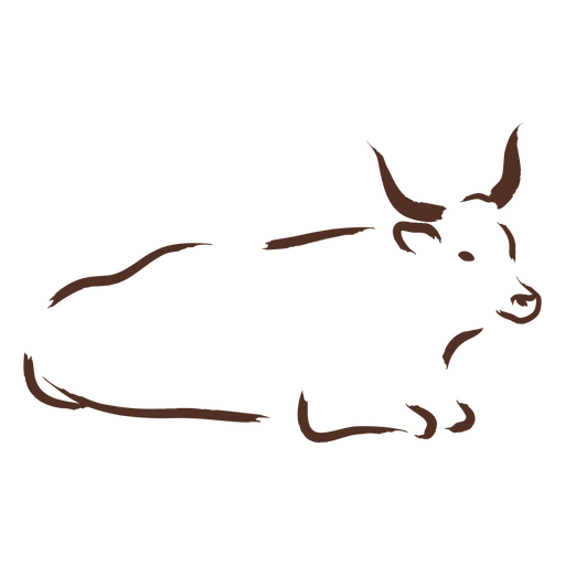 Brown bull laying down PNG Design