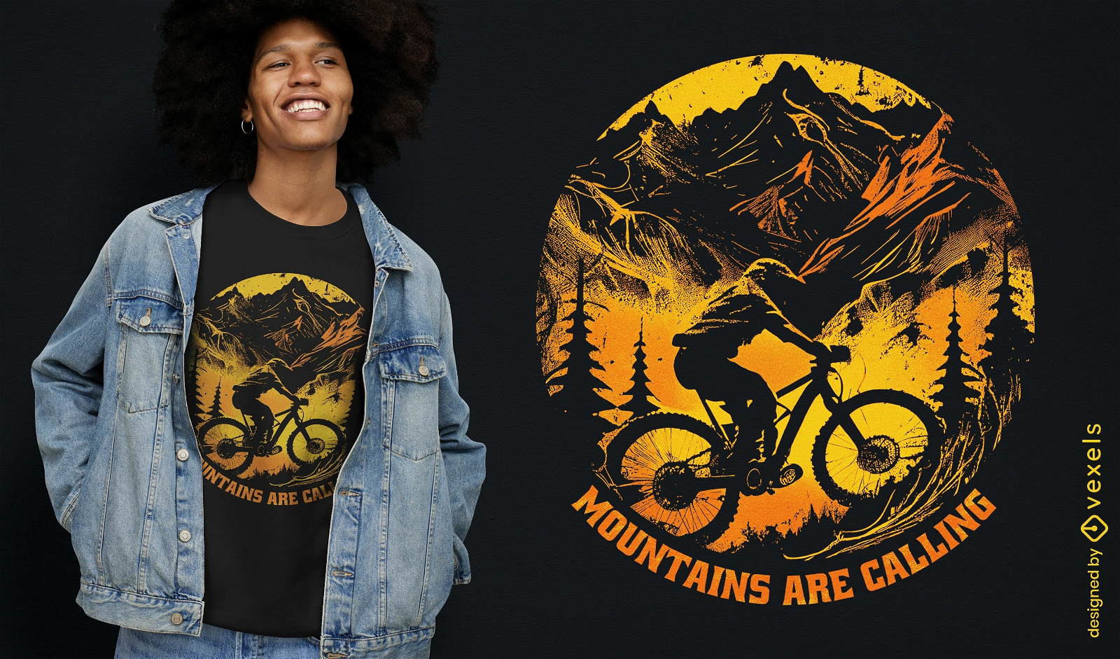Diseño de camiseta de aventura en bicicleta de montaña.