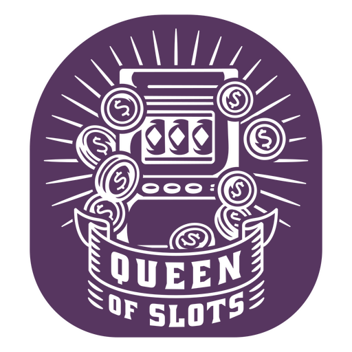 The queen of slots purple badge PNG Design