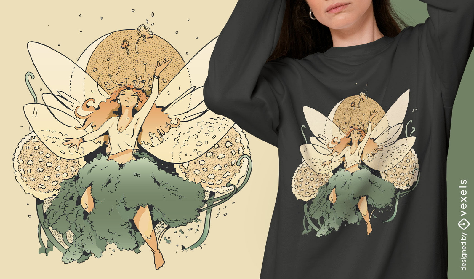 Feenhaftes Fliegen im Himmel Cottagecore T-Shirt Design