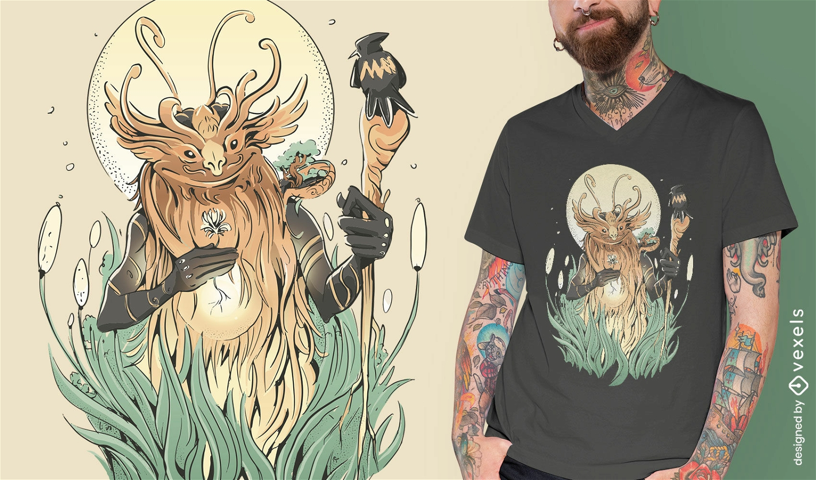 Diseño de camiseta de cabaña de criatura mágica del bosque