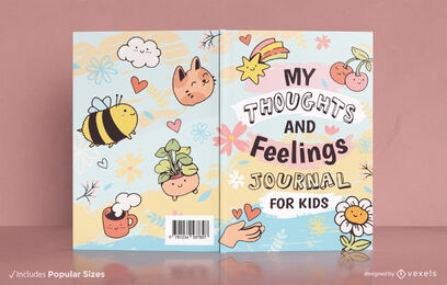 Thoughts and feelings journal book cover design KDP