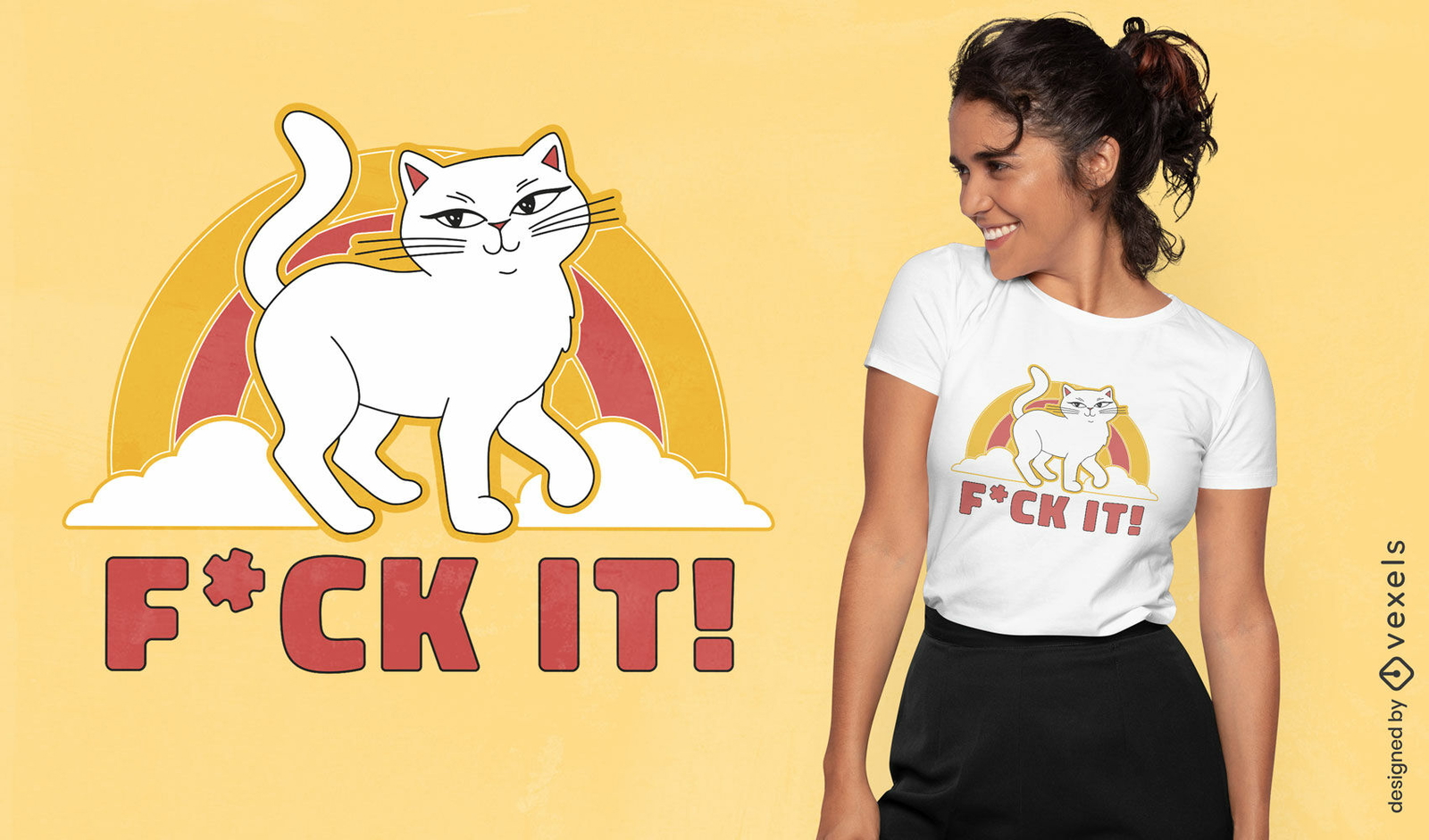 Lindo diseño de camiseta de animal gato blanco