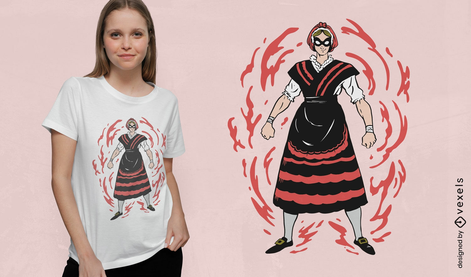 Design de camiseta de garota super-heroína galega