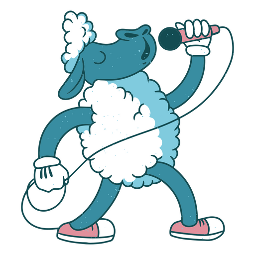 Sheep singing into a microphone PNG Design