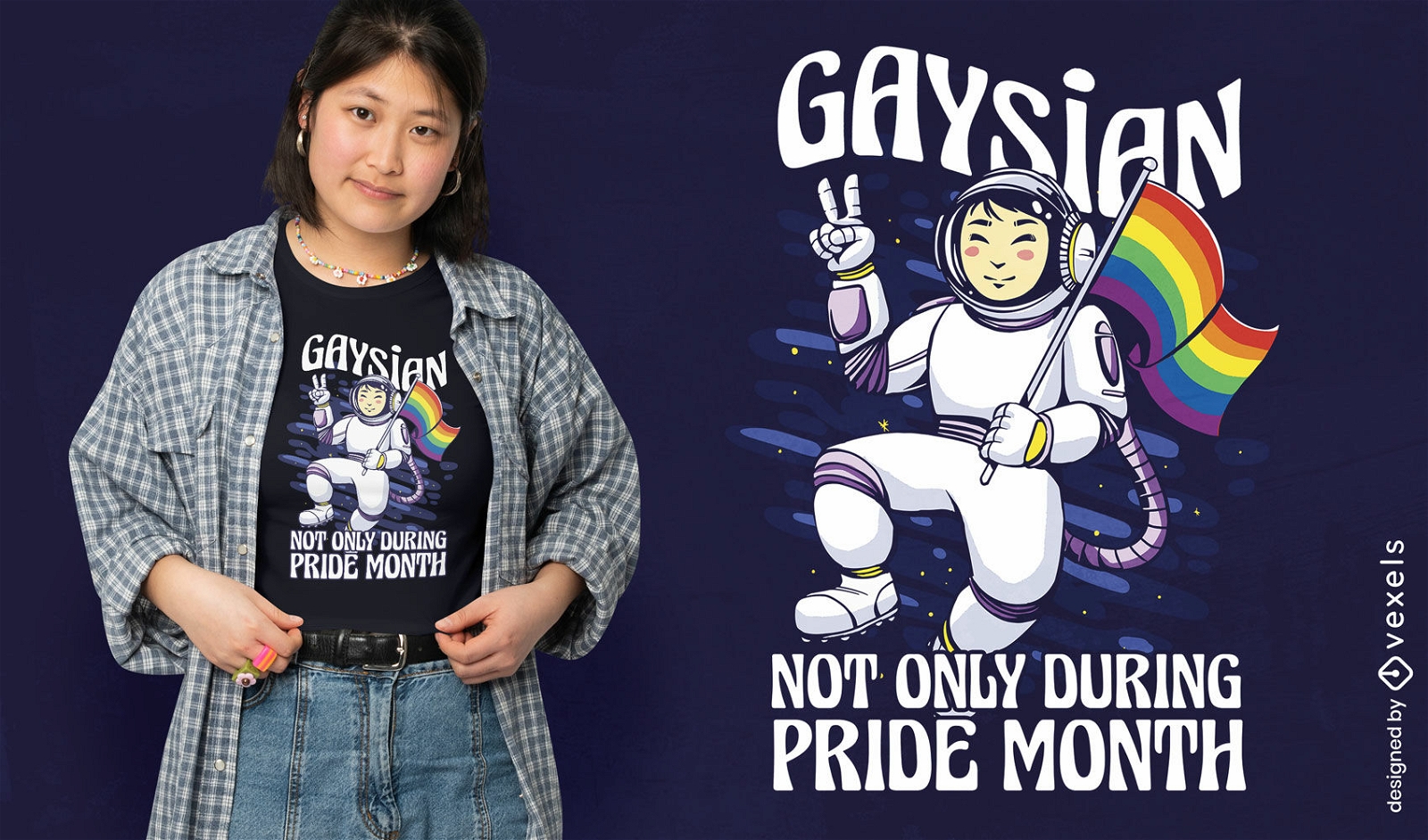 Diseño de camiseta de astronauta del orgullo.