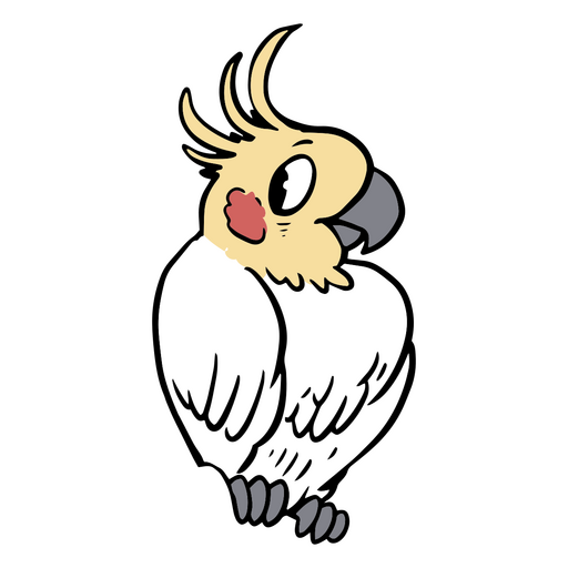 Cartoon cockatoo sitting on a branch PNG Design