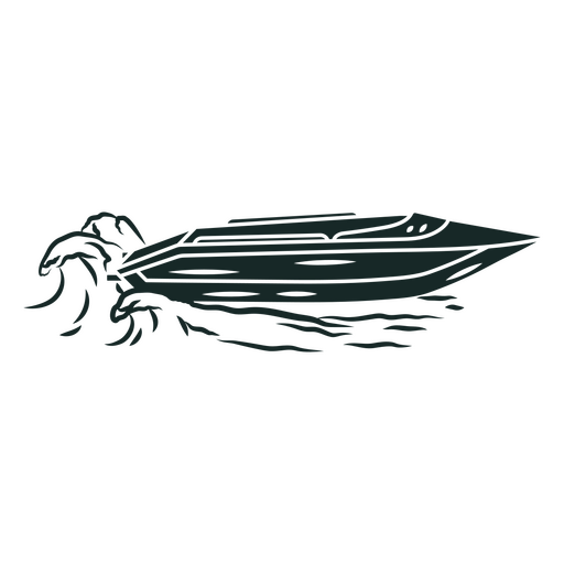 Ilustración dinámica de lancha rápida con olas Diseño PNG