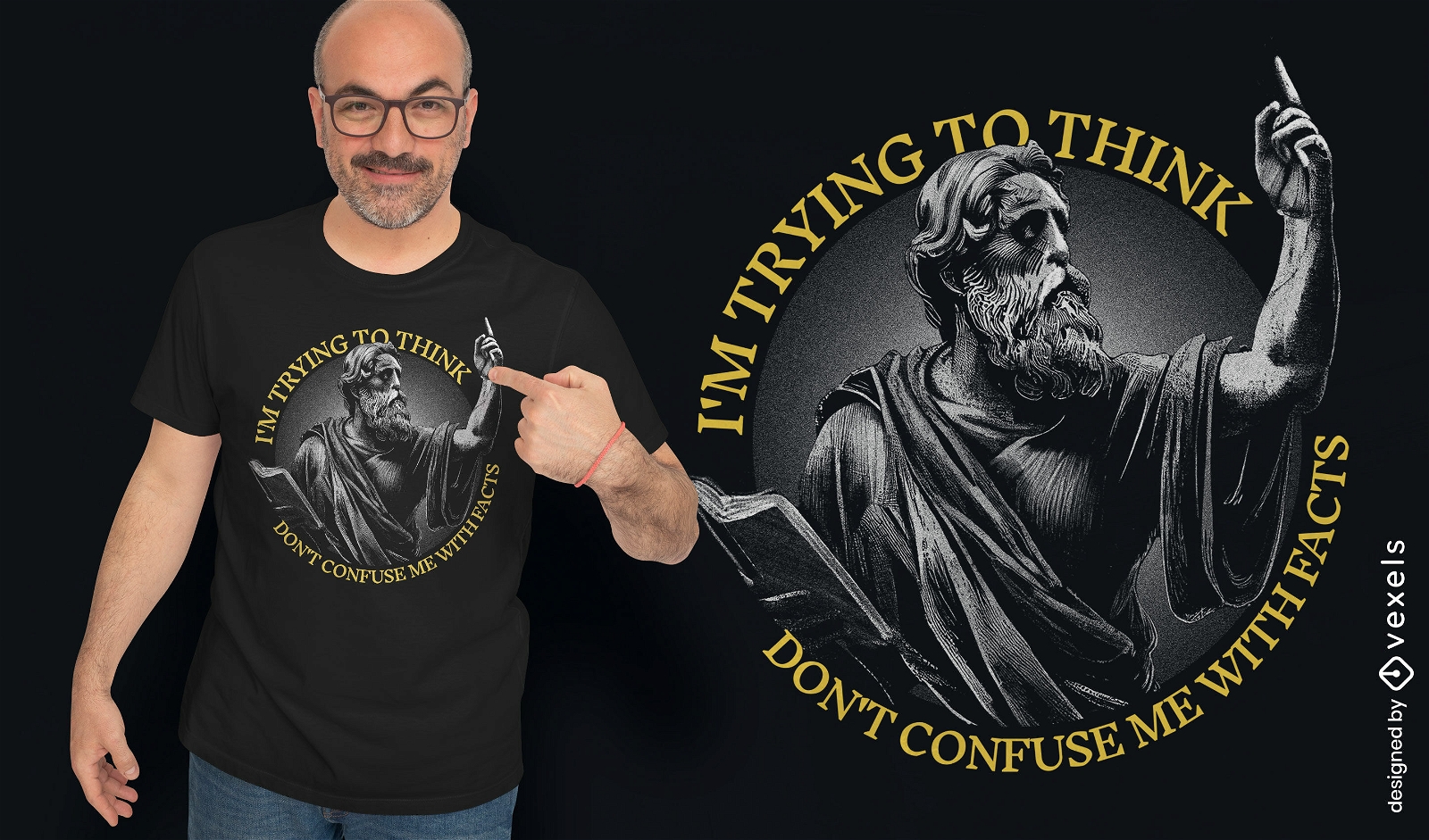 T-Shirt-Design mit philosophischem Zitat
