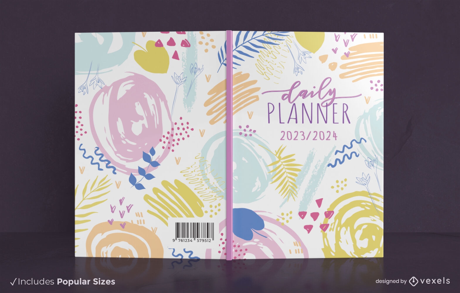 Abstract watercolor daily planner book cover design
