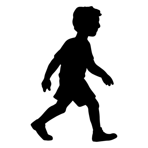 Silhueta lúdica de uma criança caminhando Desenho PNG