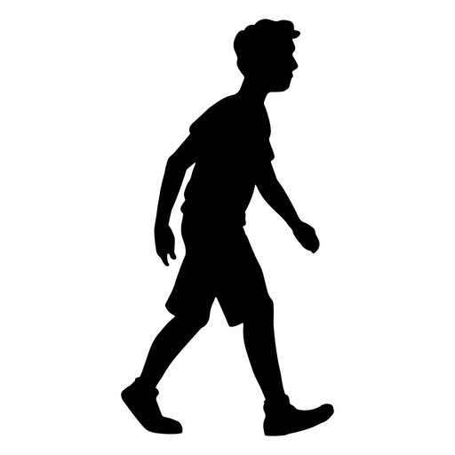 Silhueta de um menino caminhando com roupas casuais Desenho PNG
