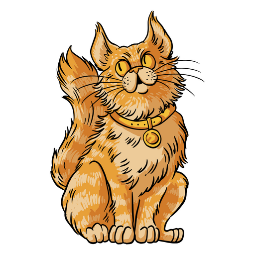 Gato laranja sentado Desenho PNG