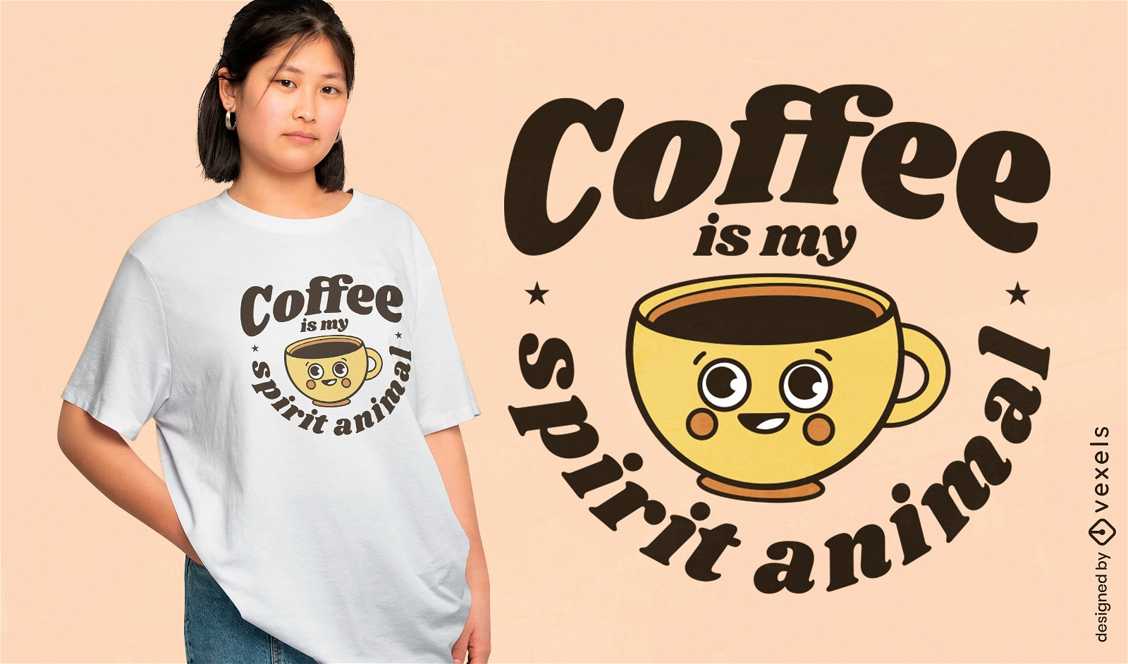 Niedliches Kaffeetassegetränk-T-Shirt Design