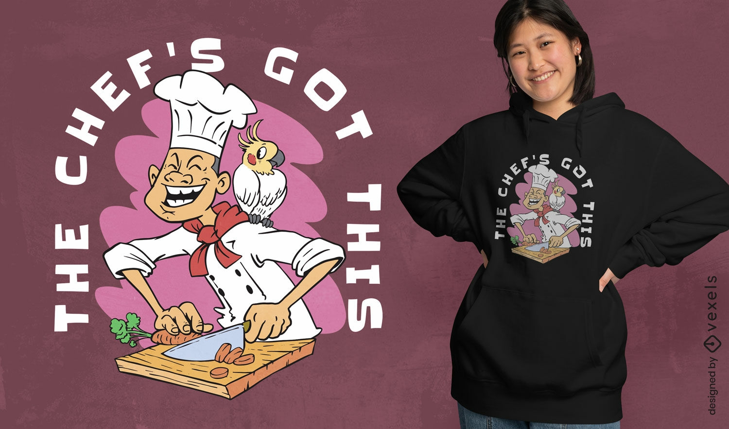 Chef cooking and laughing t-shirt design